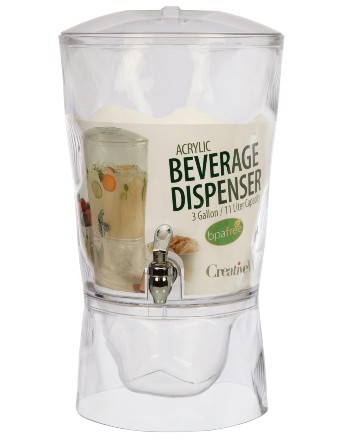 Creative Ware Beverage Dispenser, Acrylic, 3 Gallon