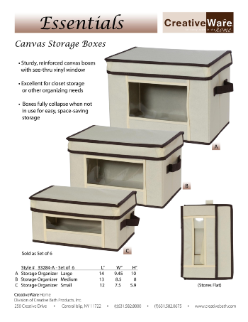 Canvas Storage Boxes Set Of 6